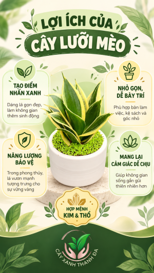 Chậu Cây Lưỡi Mèo để bàn LM001 - Cây Xanh Thanh Đa